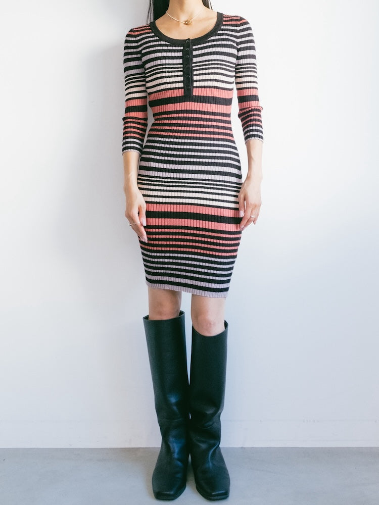 Stripe Compact Knit Dress
