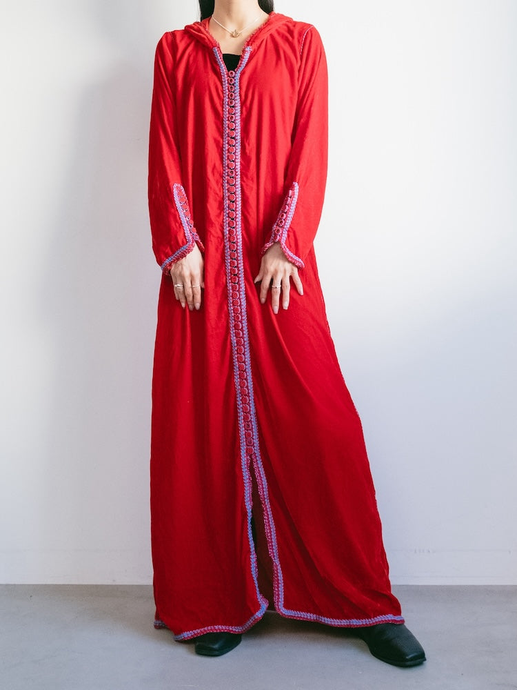 Embroidery Red Velour Dress
