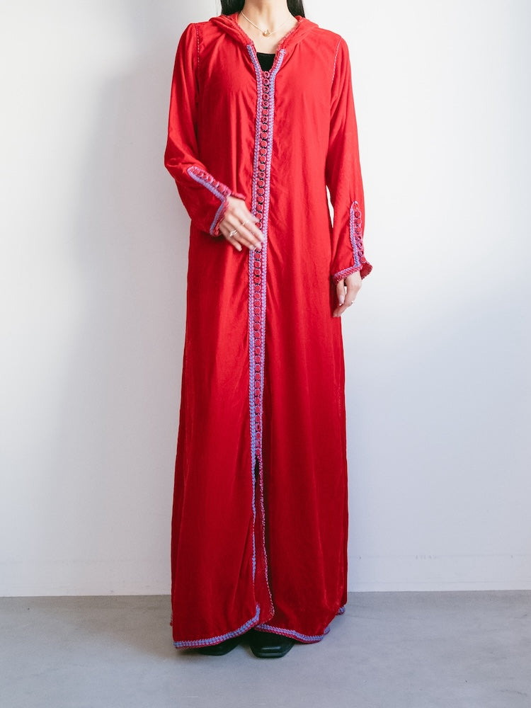 Embroidery Red Velour Dress