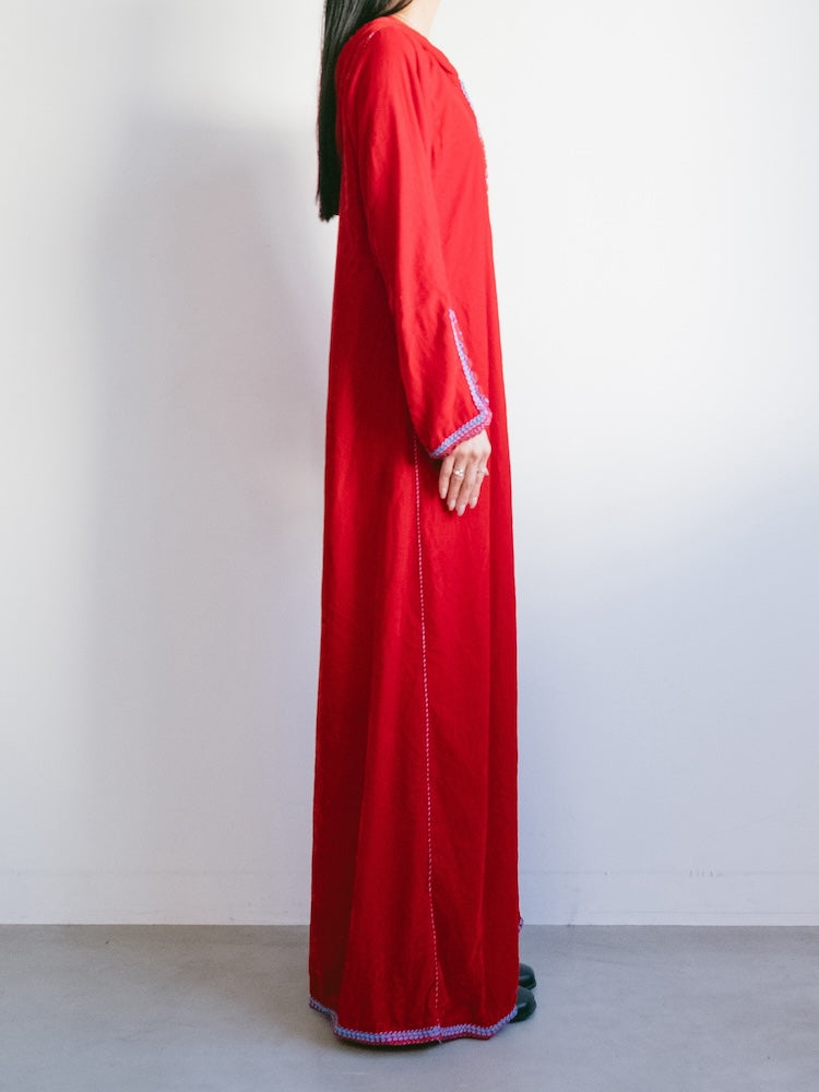 Embroidery Red Velour Dress