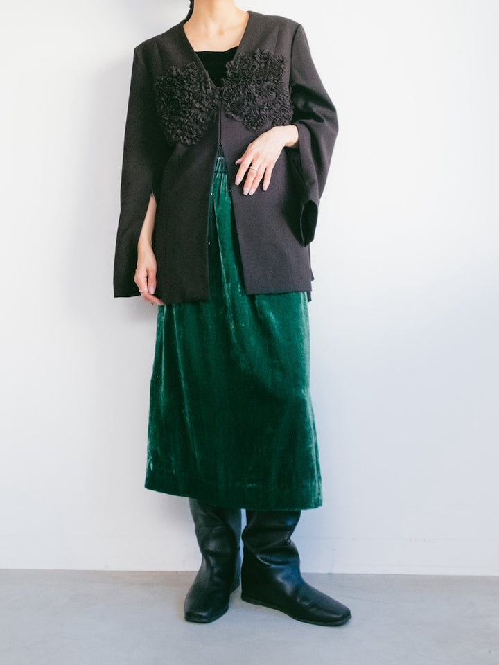 Velour Green Midi Skirt