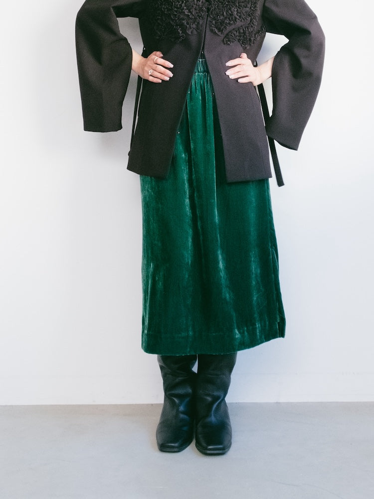 Velour Green Midi Skirt