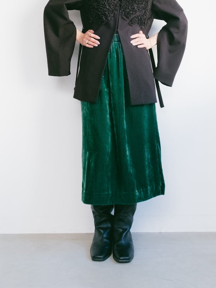 Velour Green Midi Skirt