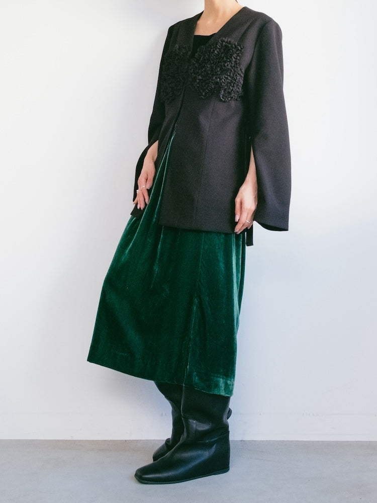 Velour Green Midi Skirt