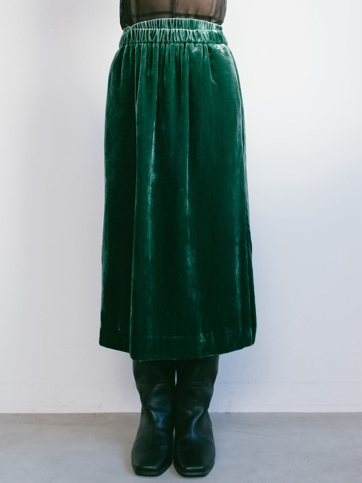 Velour Green Midi Skirt