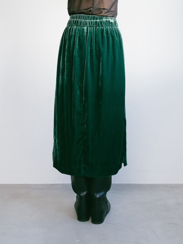 Velour Green Midi Skirt