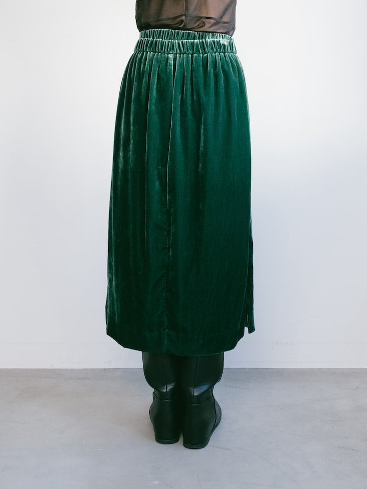 Velour Green Midi Skirt
