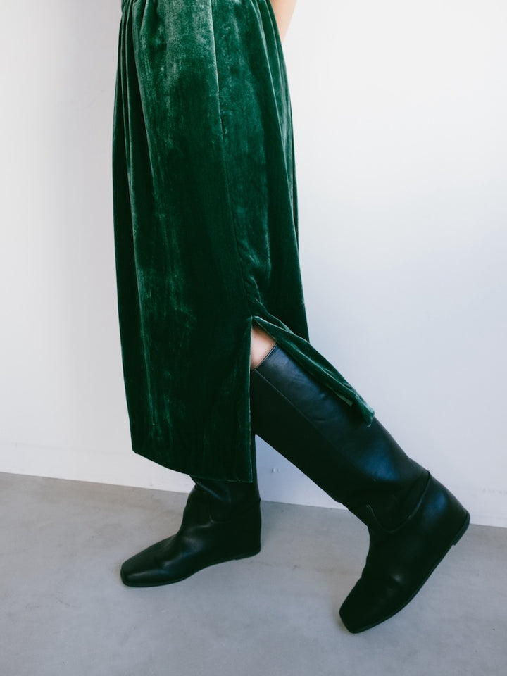Velour Green Midi Skirt