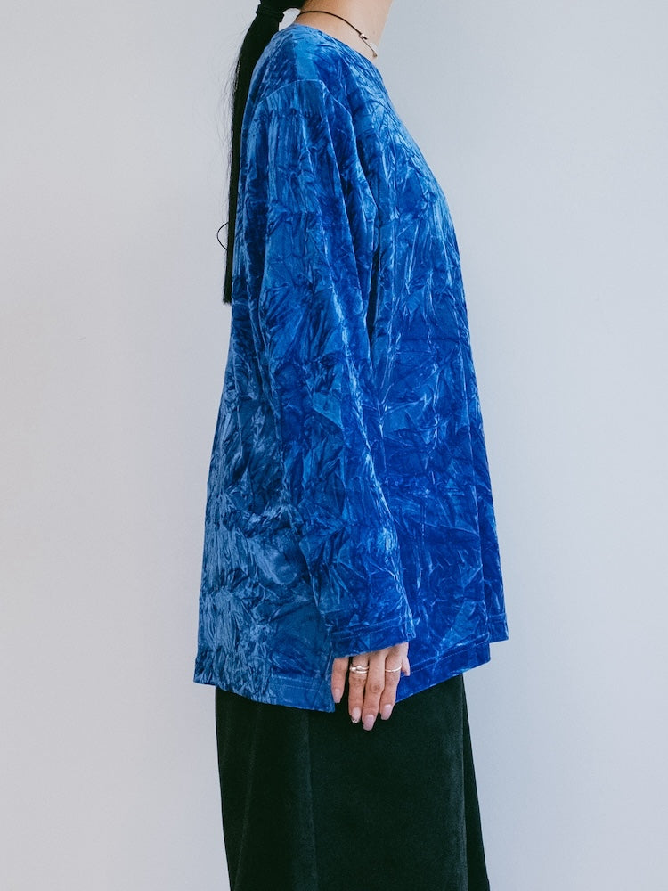 Blue Clash Velour Top