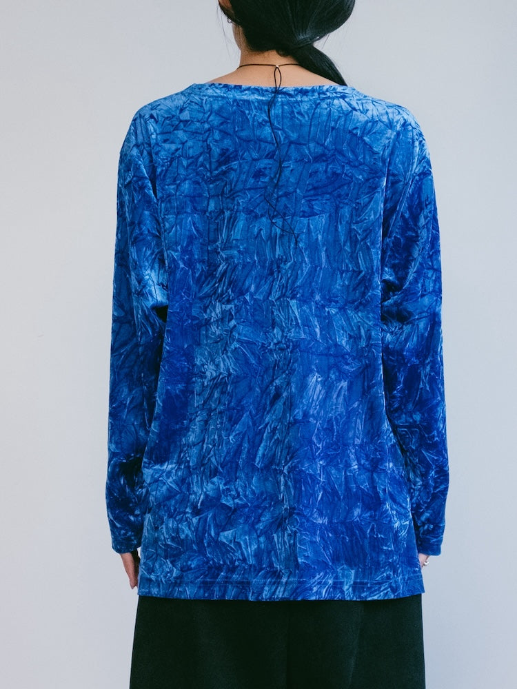 Blue Clash Velour Top