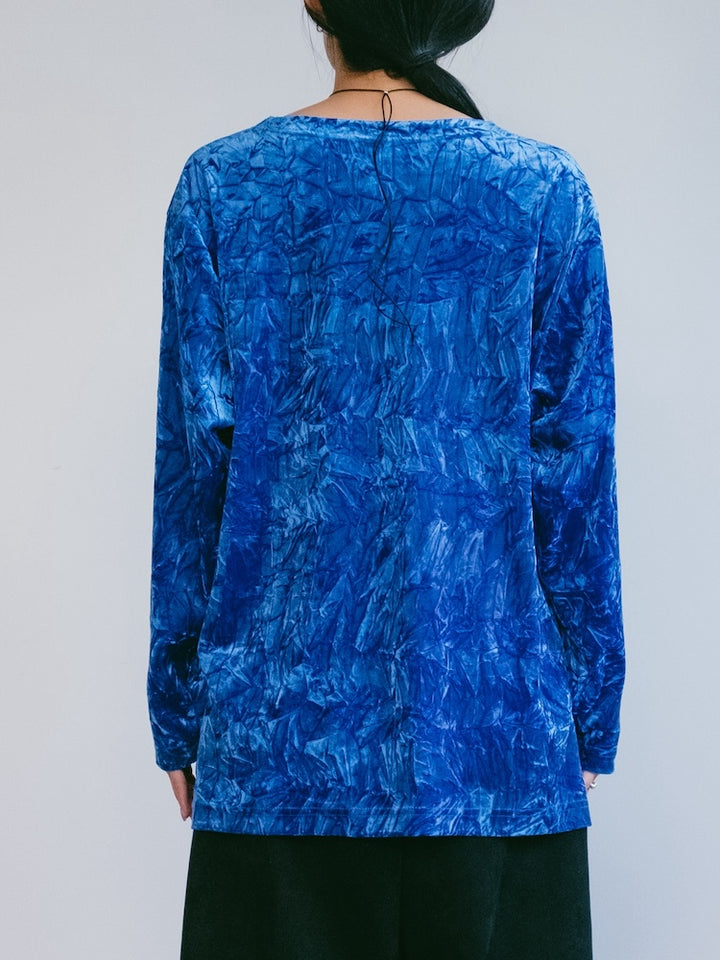 Blue Clash Velour Top