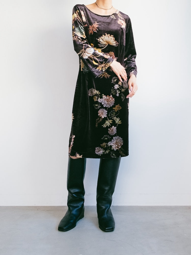 Oriental Velour Midi Dress