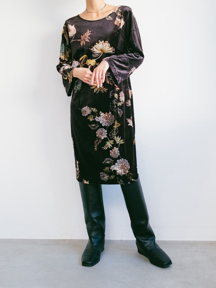 Oriental Velour Midi Dress
