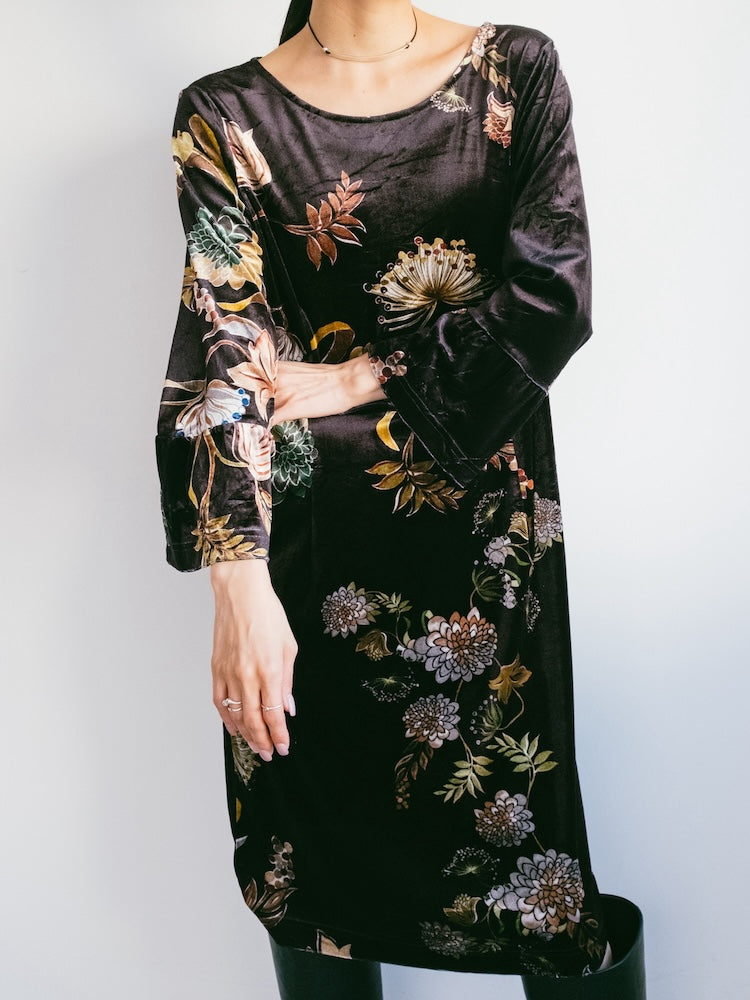 Oriental Velour Midi Dress