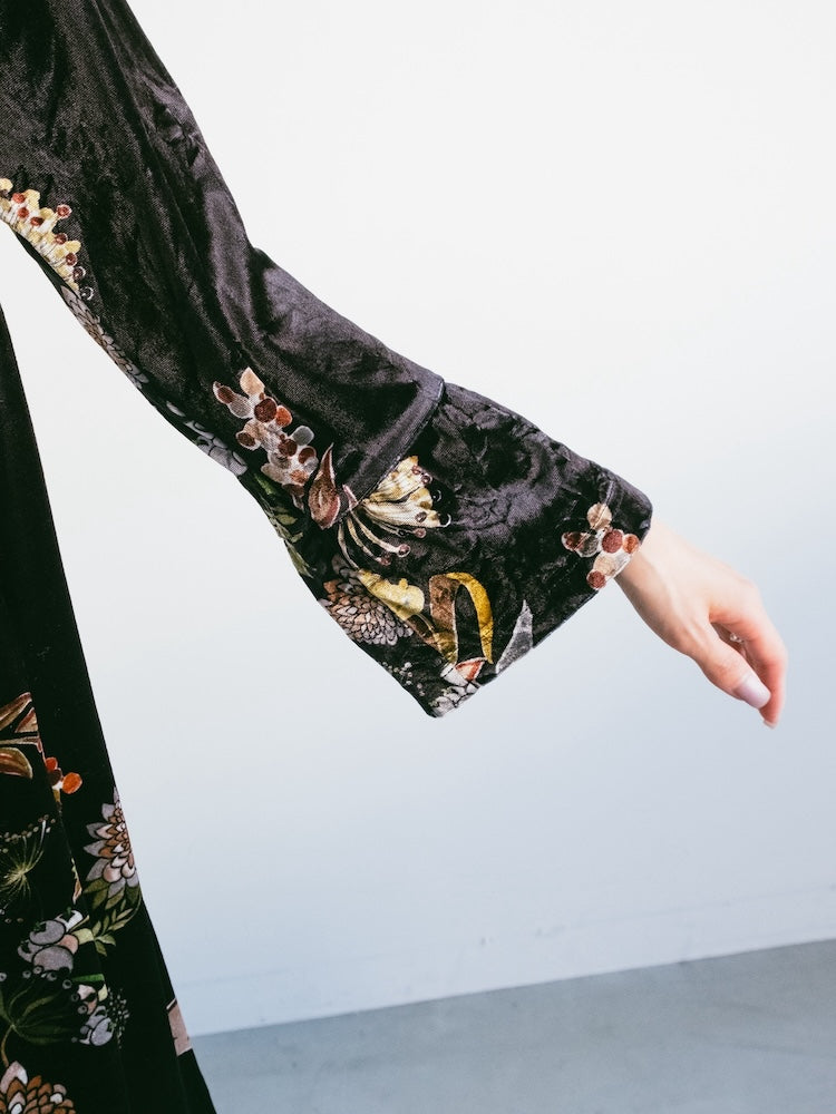 Oriental Velour Midi Dress