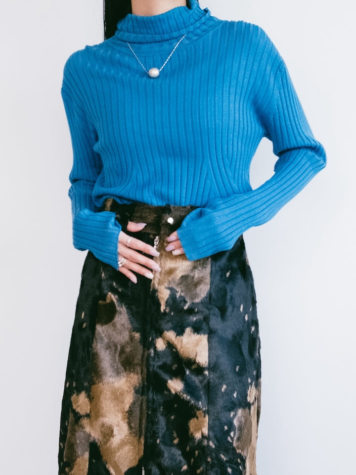 Turquoise Rib Knit Top