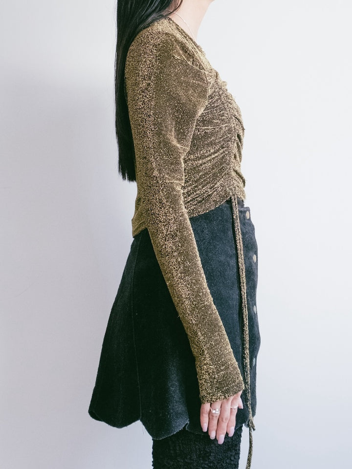 Gold Lame Gather Top