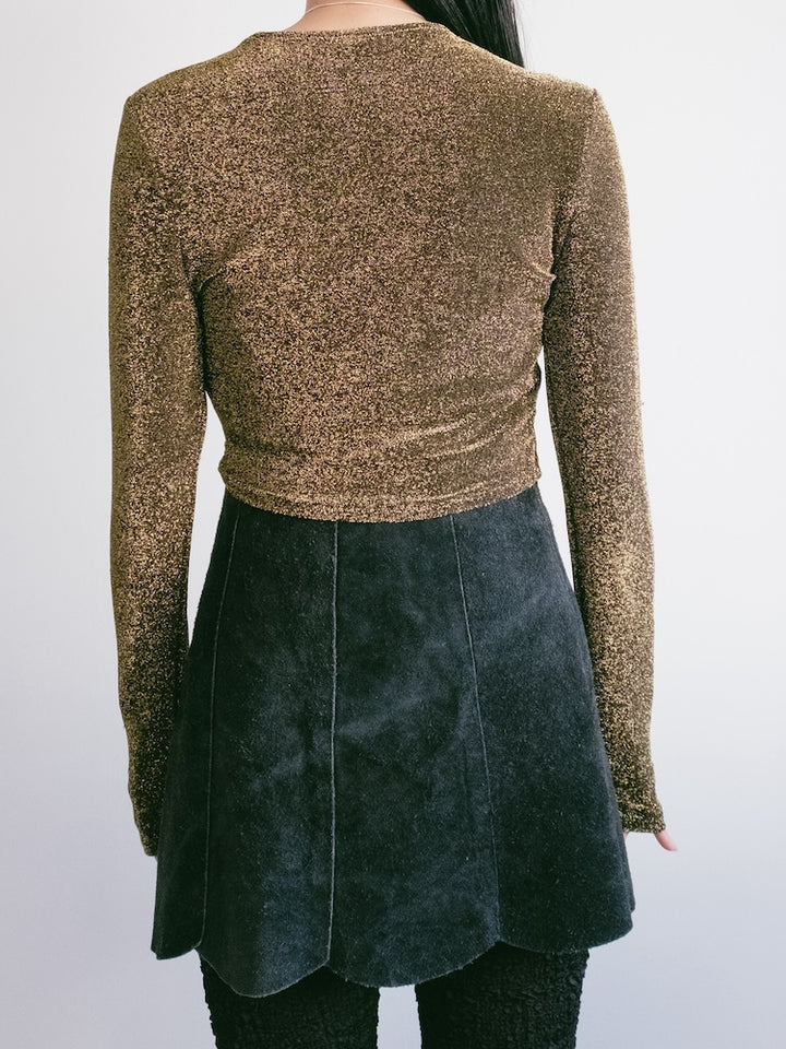 Gold Lame Gather Top