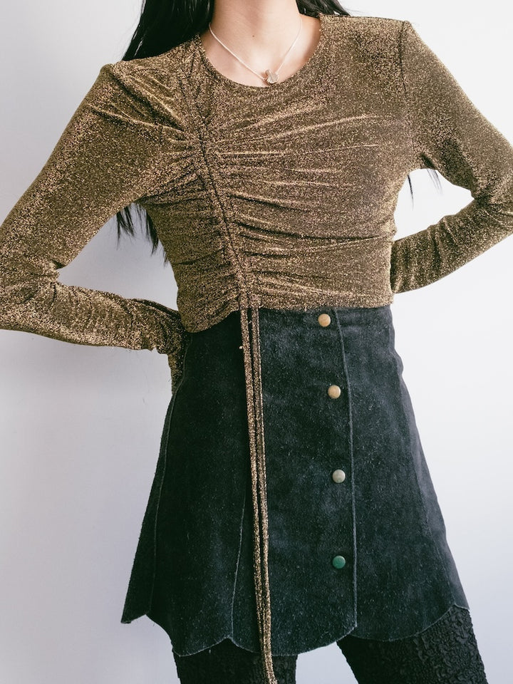 Gold Lame Gather Top