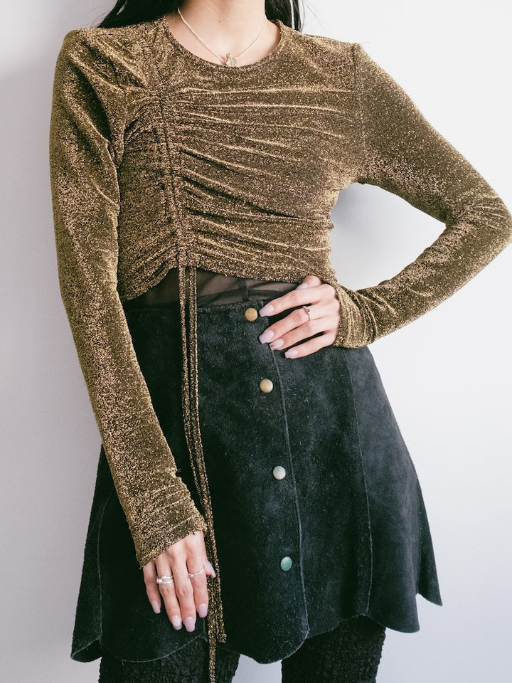 Gold Lame Gather Top