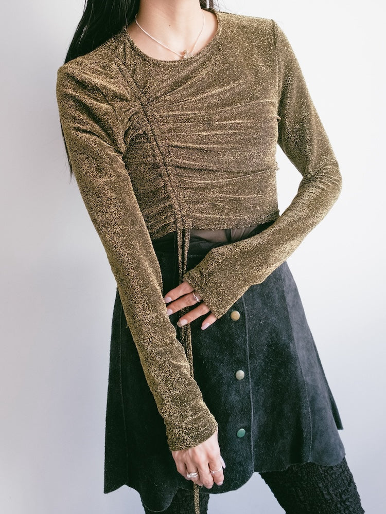 Gold Lame Gather Top