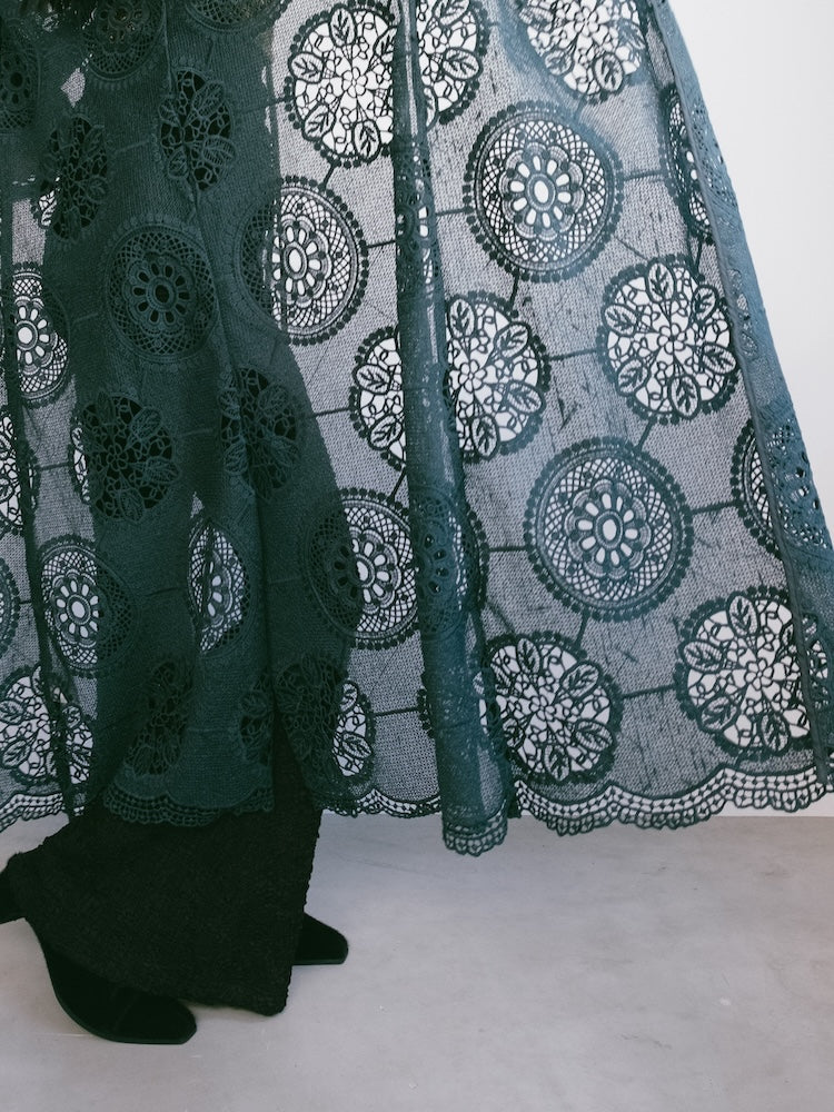 Moss Green Lace Gown