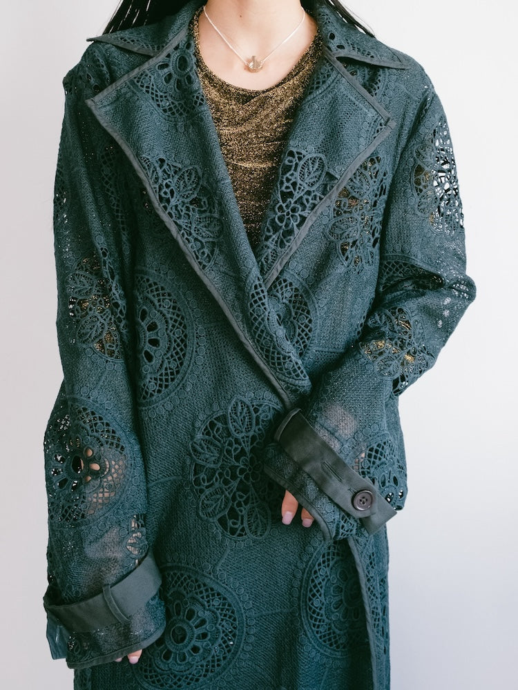Moss Green Lace Gown