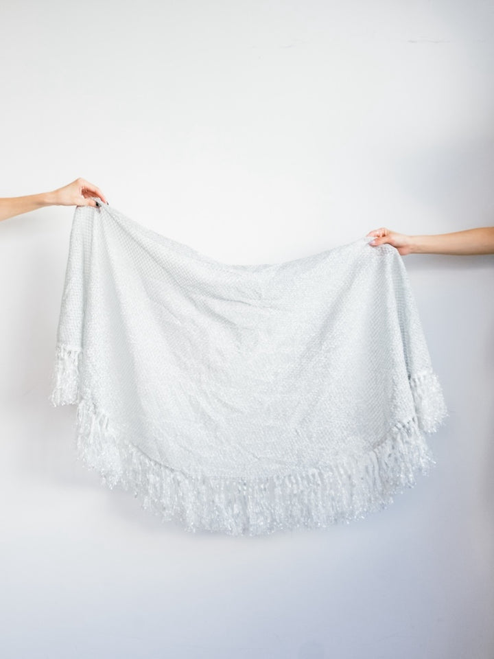 Lame Fringe Silver Stole