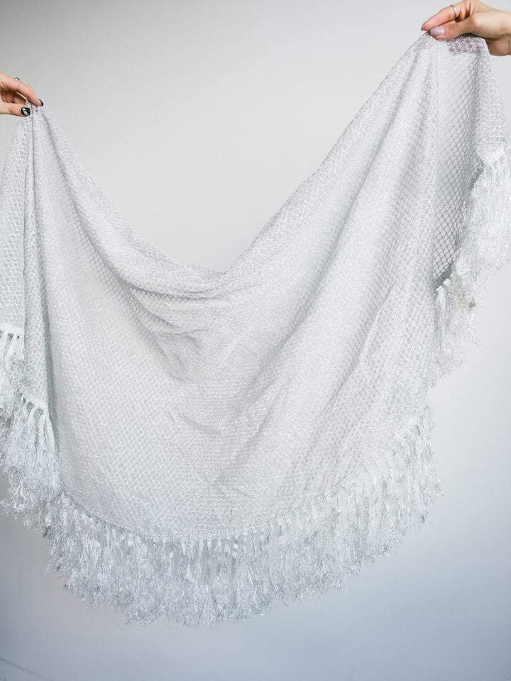 Lame Fringe Silver Stole