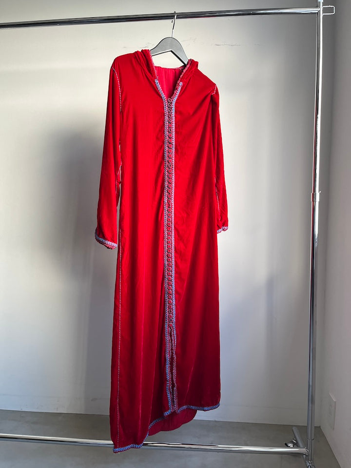 Embroidery Red Velour Dress