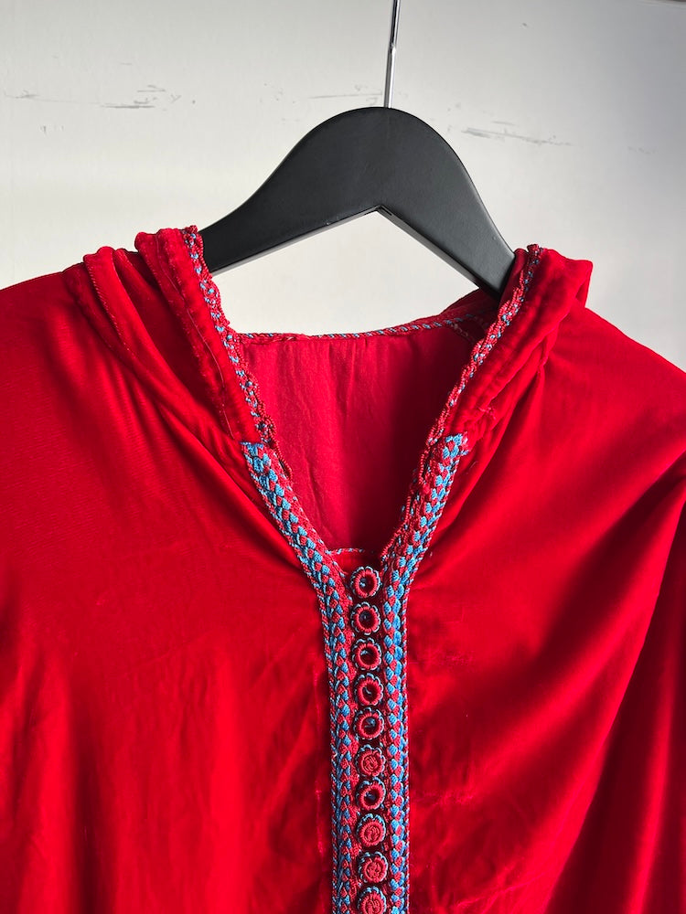 Embroidery Red Velour Dress