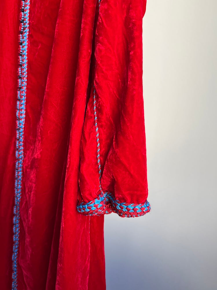 Embroidery Red Velour Dress