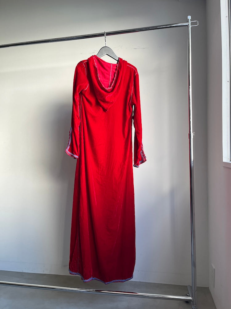 Embroidery Red Velour Dress
