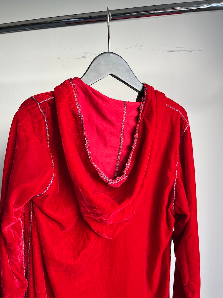 Embroidery Red Velour Dress
