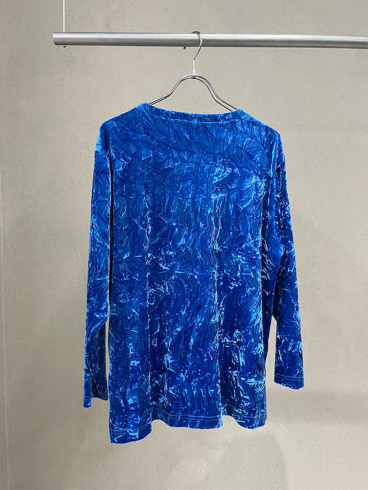 Blue Clash Velour Top