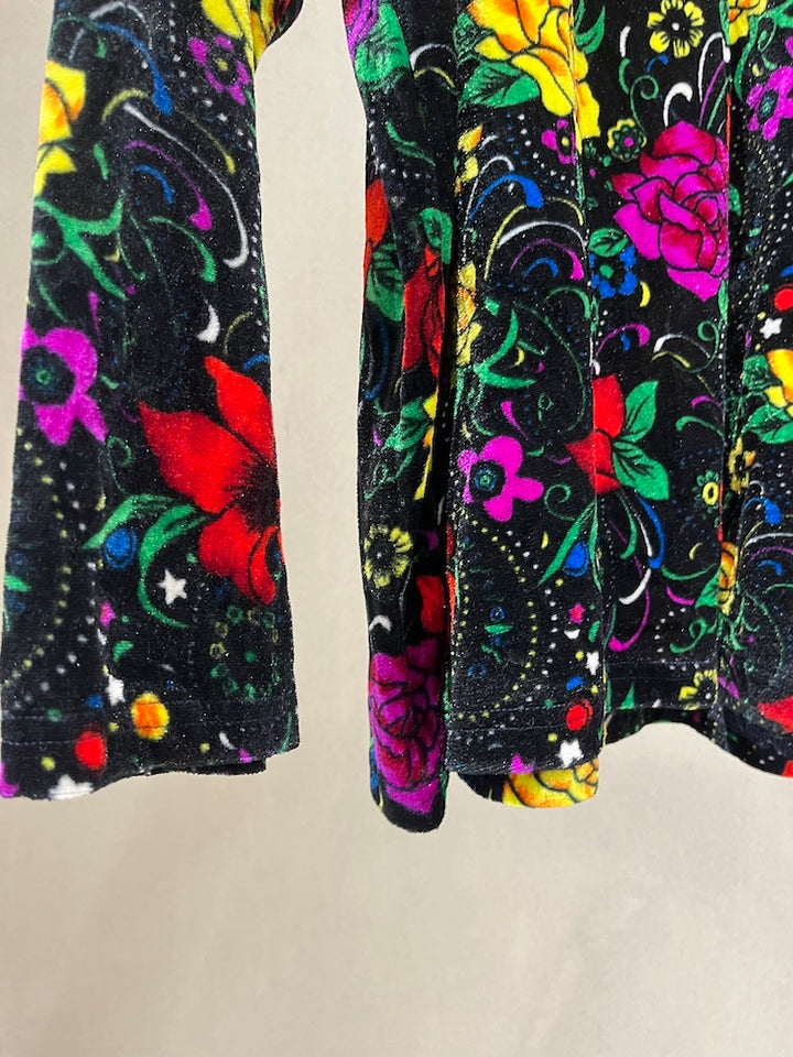 Black Flower Velour Tee