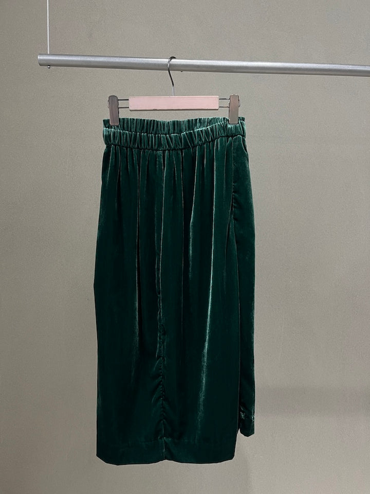 Velour Green Midi Skirt