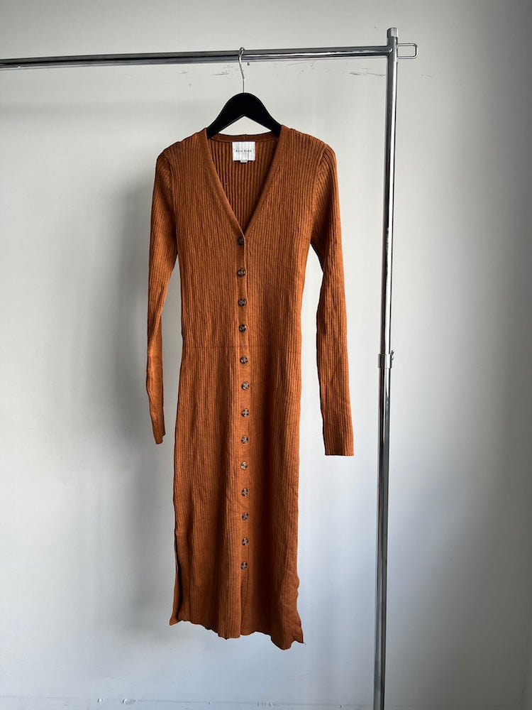 Orange Rib Knit Dress