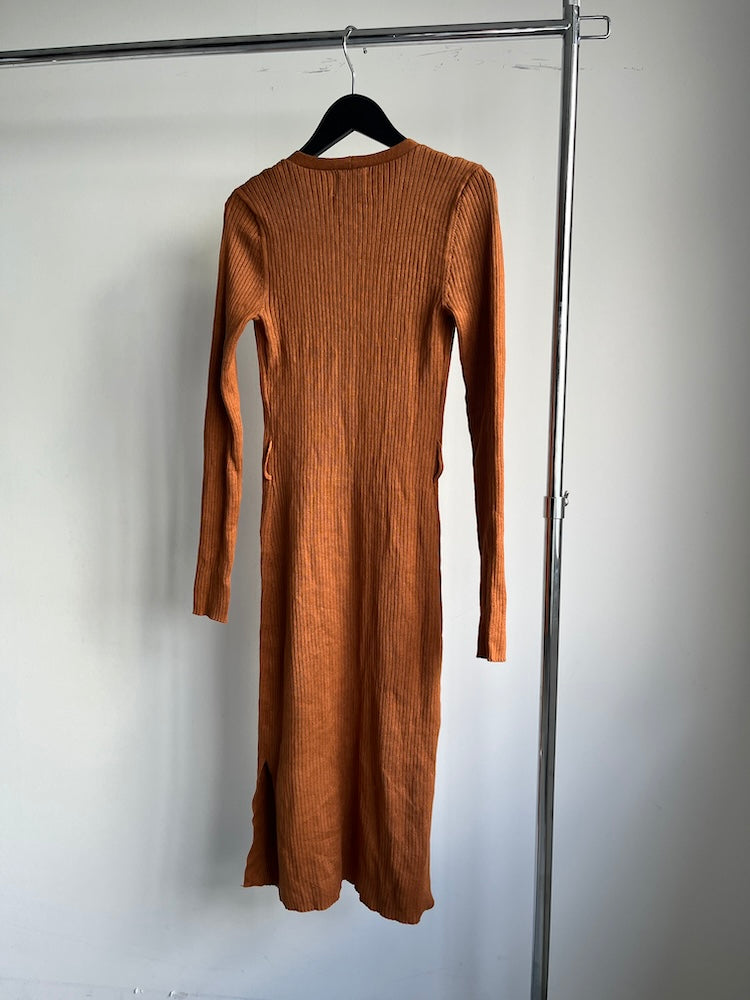 Orange Rib Knit Dress