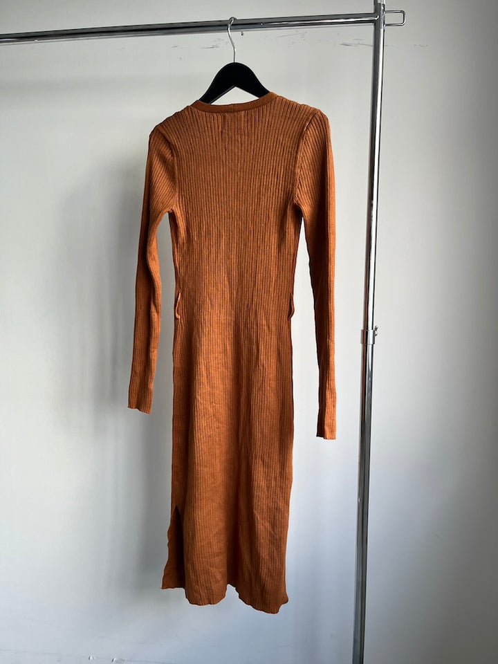 Orange Rib Knit Dress