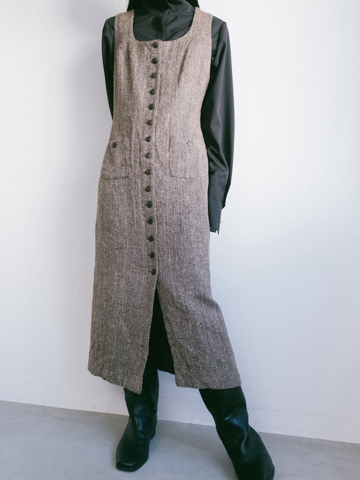 Uneck Tweed Dress