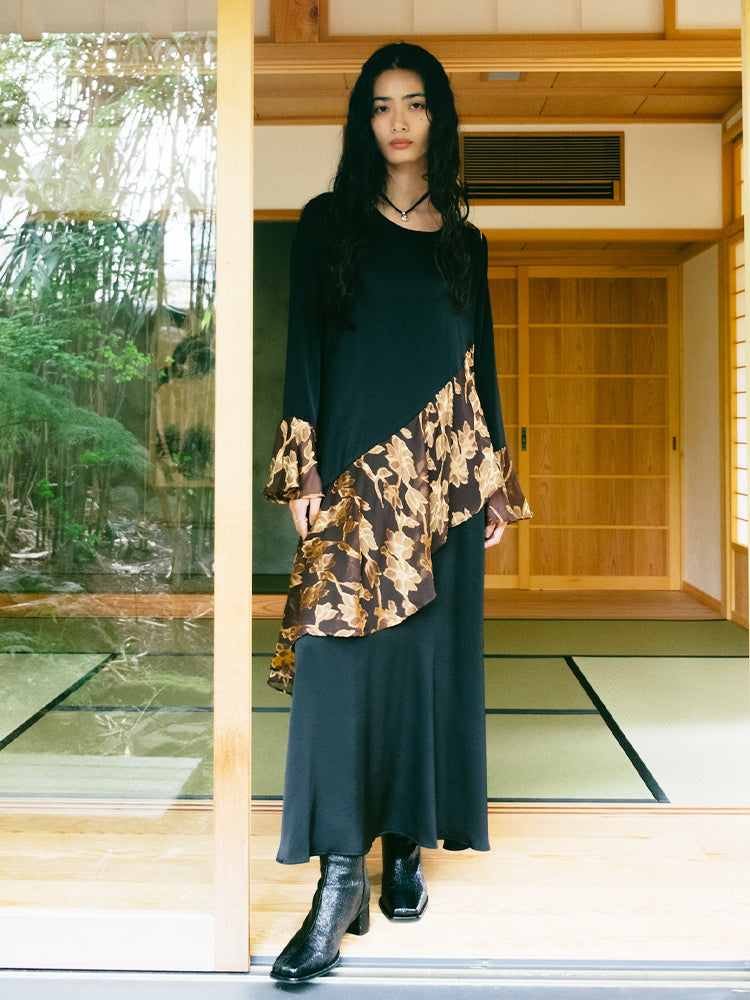 Sheer Jacquard Flare Docking Dress｜シアージャガードフレア