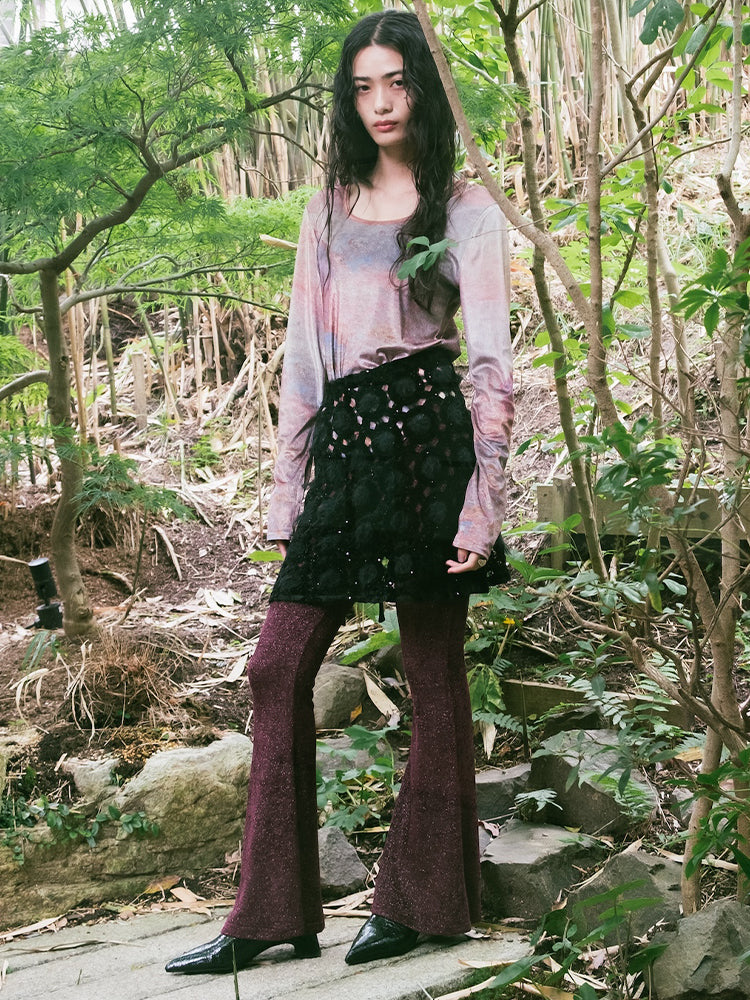 Glitter Velour Stretch Pants｜ストレッチフレアパンツ – MARTE