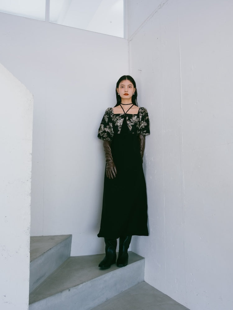 Switching Jacquard Dress｜パフスリーブドレス – MARTE