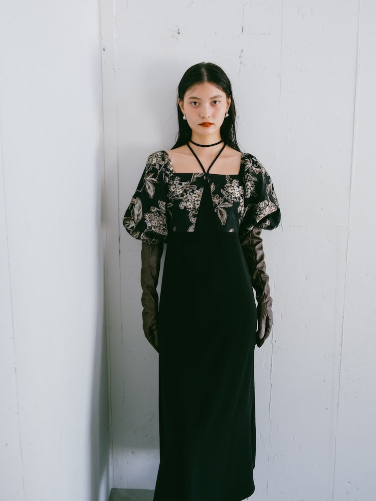 Switching Jacquard Dress｜パフスリーブドレス – MARTE