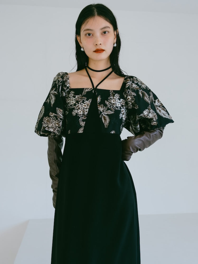 Switching Jacquard Dress｜パフスリーブドレス – MARTE