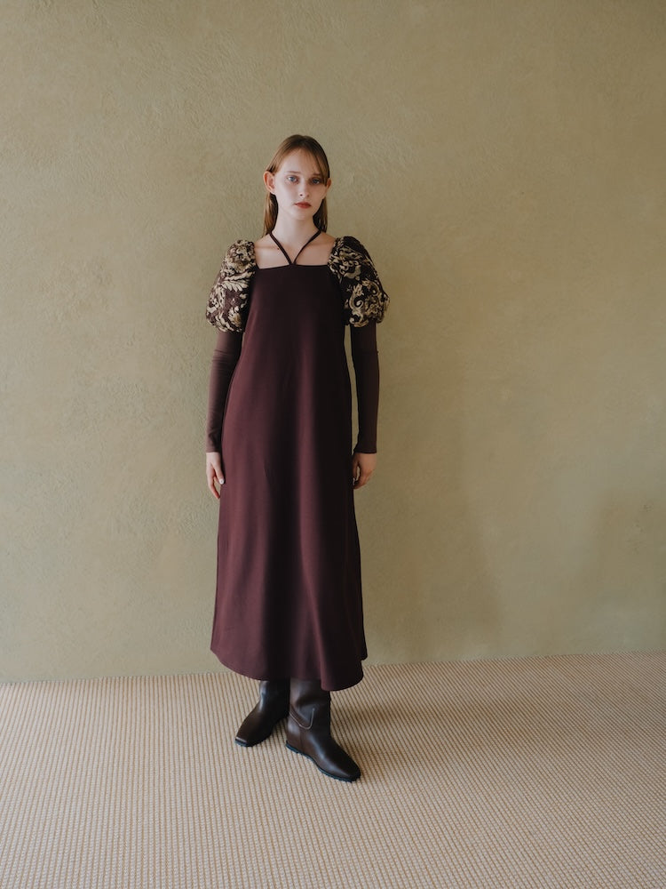 Jacquard Bud Sleeve Dress｜結婚式やお呼ばれドレス｜ジャガード