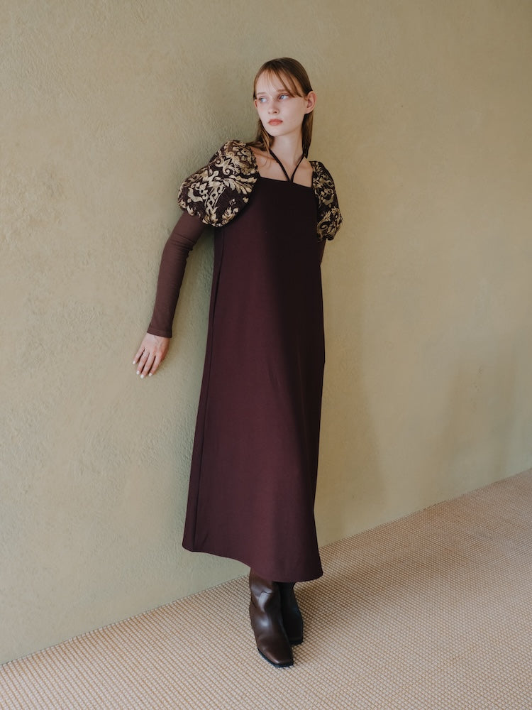 Jacquard Bud Sleeve Dress｜結婚式やお呼ばれドレス｜ジャガード