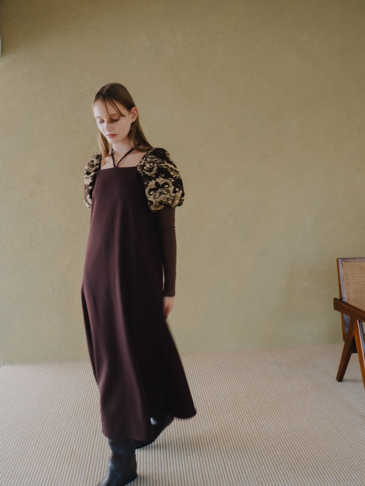 Jacquard Bud Sleeve Dress｜結婚式やお呼ばれドレス｜ジャガード