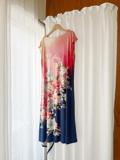 Asymmetry Flower Satin Dress